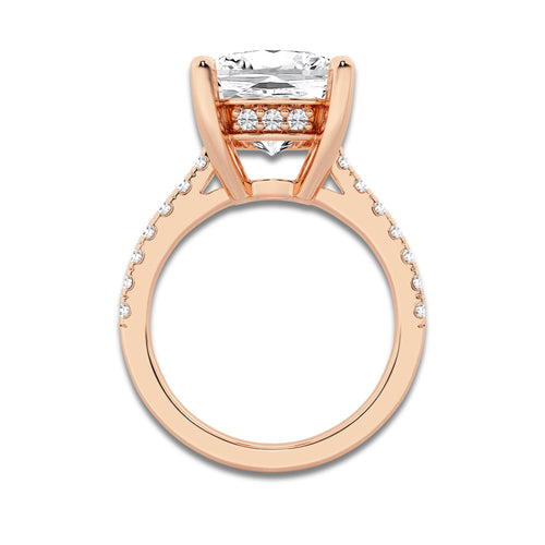 8.47 ctw Elongated Cushion Lab-Grown Diamond Hidden Halo Side Stone Engagement Ring in 18K Rose Gold for Women | Colorless D, VVS1 Clarity, IGI Certified 8.00 ct Center Diamond