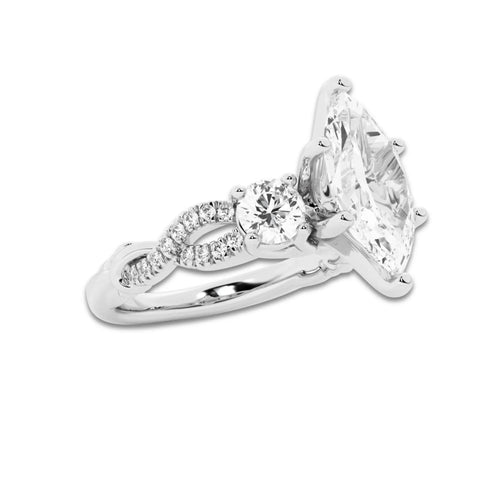2.62 ctw Marquise Lab-Grown Diamond Side Stone Engagement Ring in Platinum for Women | Colorless D, VVS1 Clarity, IGI Certified 2.00 ct Center Diamond
