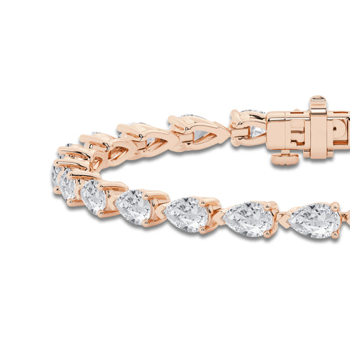 10 ctw Pear Lab Grown Diamond East-West Tennis Bracelet - 6 Inches 14K Rose Gold, DE, VS1