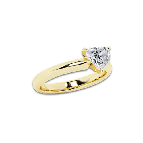 1.00 ctw Heart Lab-Grown Diamond Minimalist Engagement Ring in 14K Yellow Gold for Women | D Color, VVS1 Clarity, IGI Certified