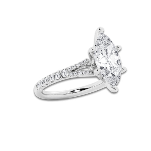 8.66 ctw Marquise Lab-Grown Diamond Split Shank Side Stone Engagement Ring in Platinum for Women | Colorless D, VVS1 Clarity, IGI Certified 8.00 ct Center Diamond
