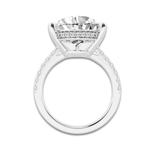8.42 ctw Pear Lab-Grown Diamond Hidden Halo Side Stone Engagement Ring in 18K White Gold for Women | Colorless E, VS1 Clarity, IGI Certified 8.00 ct Center Diamond
