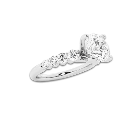2.04 ctw Round Lab-Grown Diamond Side Stone Engagement Ring in Platinum for Women | Colorless D, VVS1 Clarity, IGI Certified 1.50 Ct Center Diamond