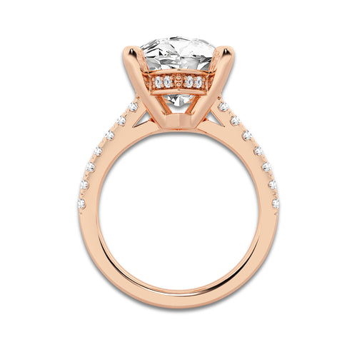 8.46 ctw Marquise Lab-Grown Diamond Hidden Halo Side Stone Engagement Ring in 18K Rose Gold for Women | Colorless E, VS1 Clarity, IGI Certified 8.00 ct Center Diamond