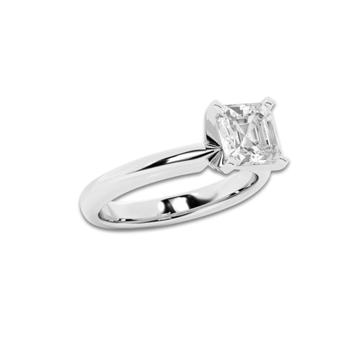 2.00 ctw Asscher Lab-Grown Diamond Minimalist Engagement Ring in Platinum for Women | E Color, VS1 Clarity, IGI Certified
