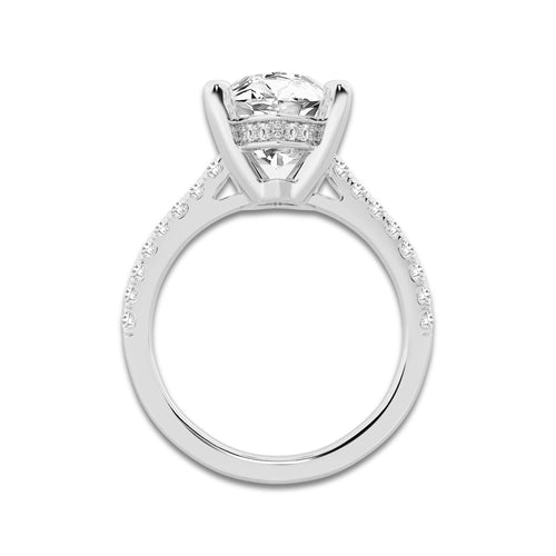 5.35 ctw Marquise Lab-Grown Diamond Hidden Halo Side Stone Engagement Ring in Platinum for Women | Colorless D, VVS1 Clarity, IGI Certified 5.00 ct Center Diamond