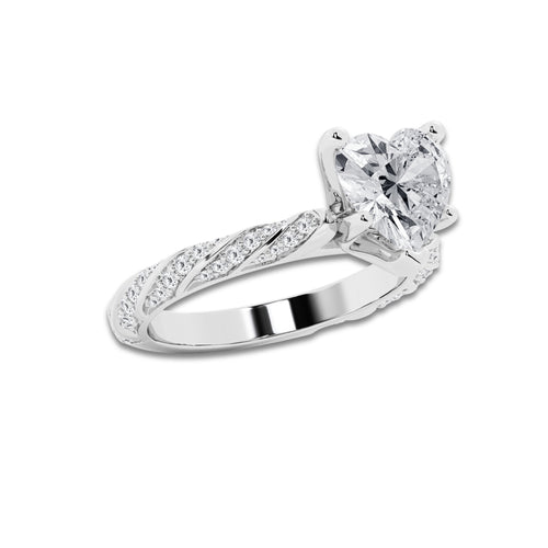 3.44 ctw Heart Lab-Grown Diamond Twisted Band Engagement Ring in Platinum for Women | Colorless E, VS1 Clarity, IGI Certified 3.00 ct Center Diamond