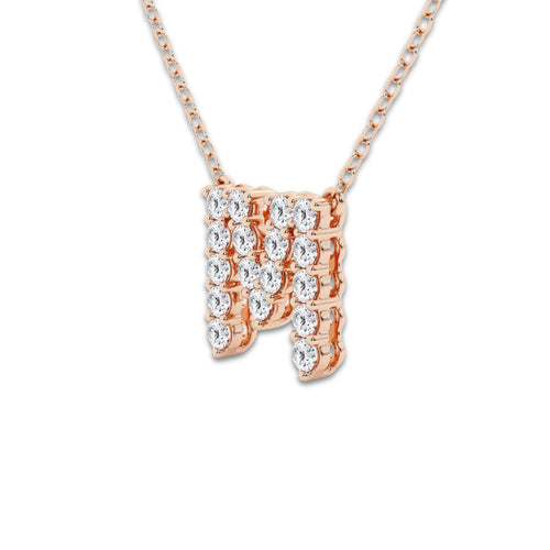 2/5 ctw Round Lab Grown Diamond Initial M Personalized Pendant 14K Rose Gold, DE, VS1