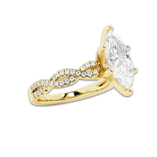1.75 ctw Marquise Lab-Grown Diamond Twisted Shank Engagement Ring in 14K Yellow Gold for Women | E Color, VS1 Clarity, IGI Certified 1.50 ct Center Diamond