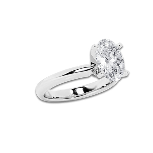 3.00 ctw Oval Lab-Grown Diamond Minimalist Engagement Ring in 14K White Gold for Women | E Color, VS1 Clarity, IGI Certified
