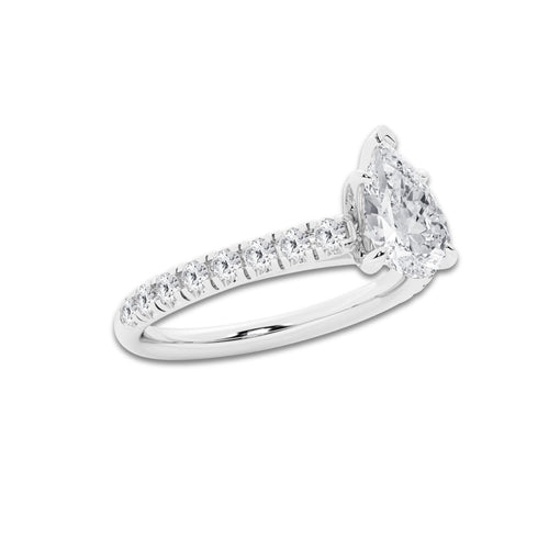 1.39 ctw Pear Lab-Grown Diamond Pave Engagement Ring in Platinum for Women | D Color, VVS1 Clarity, IGI Certified 1.00 ct Center Diamond
