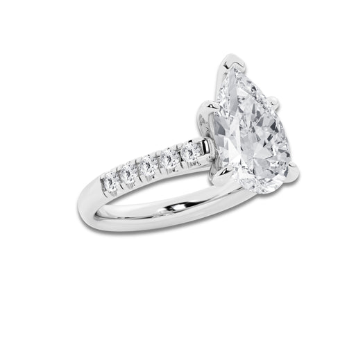 4.43 ctw Pear Lab-Grown Diamond Pave Engagement Ring in Platinum for Women | D Color, VVS1 Clarity, IGI Certified 4.00 ct Center Diamond