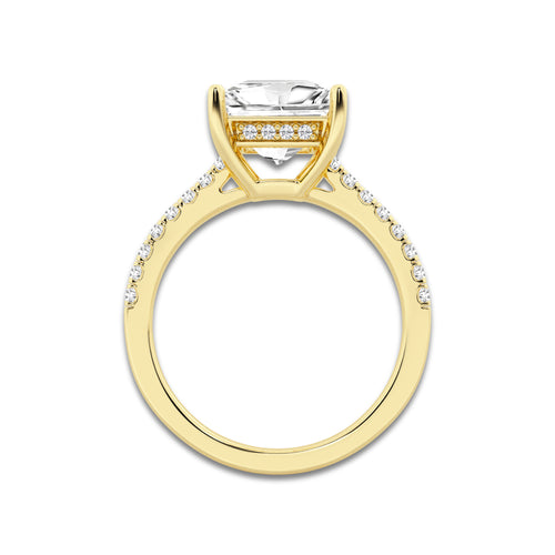2.78 ctw Princess Lab-Grown Diamond Hidden Halo Side Stone Engagement Ring in 18K Yellow Gold for Women | Colorless D, VVS1 Clarity, IGI Certified 2.50 ct Center Diamond