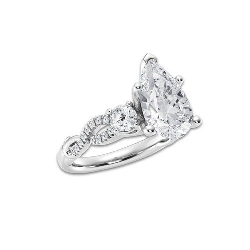 8.61 ctw Pear Lab-Grown Diamond Side Stone Engagement Ring in 14K White Gold for Women | Colorless D, VVS1 Clarity, IGI Certified 8.00 ct Center Diamond