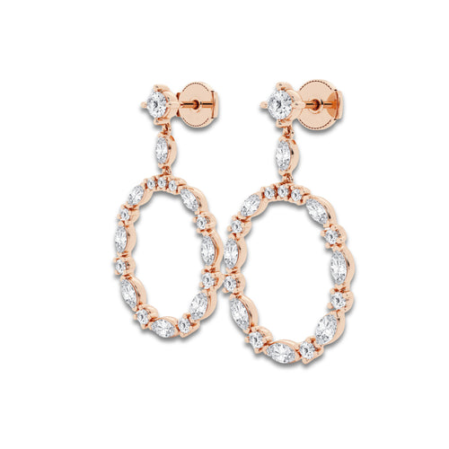 3 ctw Marquise Lab Grown Diamond Drop Earrings 14K Rose Gold, DE, VS1