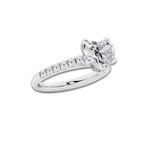 2.90 ctw Heart Lab-Grown Diamond Pave Engagement Ring in Platinum for Women | D Color, VVS1 Clarity, IGI Certified 2.50 ct Center Diamond