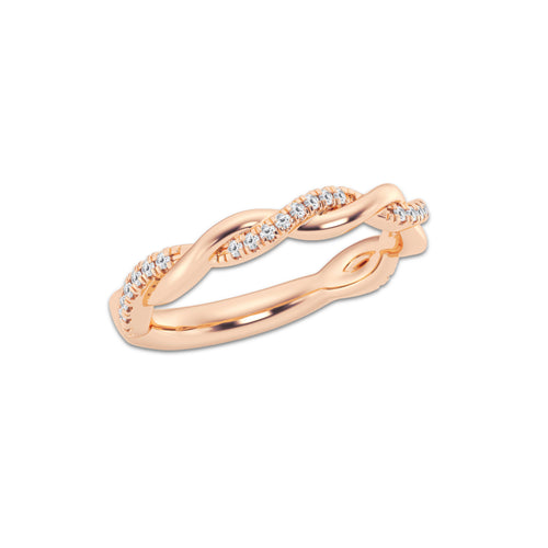 Maggie 1/8 ctw Round Lab Grown Diamond Twist Wedding Band 14K Rose Gold, DE, VS1