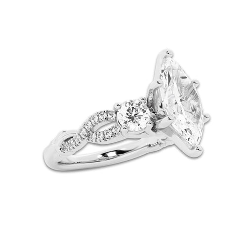 1.48 ctw Marquise Lab-Grown Diamond Side Stone Engagement Ring in Platinum for Women | Colorless E, VS1 Clarity, IGI Certified 1.00 ct Center Diamond
