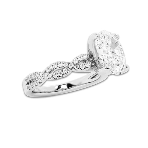 4.29 ctw Oval Lab-Grown Diamond Twisted Shank Engagement Ring in 14K White Gold for Women | D Color, VVS1 Clarity, IGI Certified 4.00 ct Center Diamond