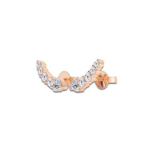 5/8 ctw Heart Lab Grown Diamond Petite Ear Climber Earrings 14K Rose Gold, DE, VS1