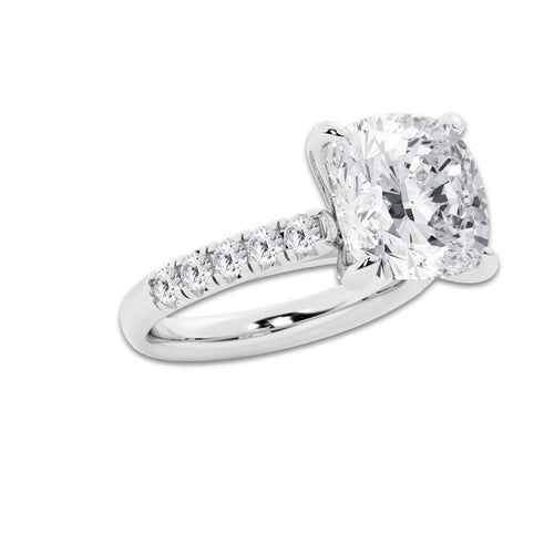 8.55 ctw Cushion Lab-Grown Diamond Pave Engagement Ring in Platinum for Women | D Color, VVS1 Clarity, IGI Certified 8.00 ct Center Diamond