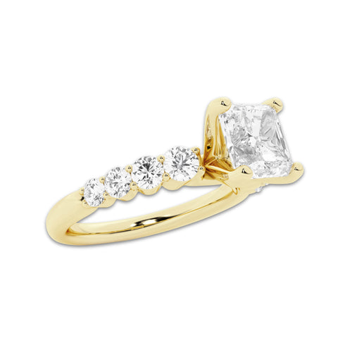 3.54 ctw Asscher Lab-Grown Diamond Side Stone Engagement Ring in 14K Yellow Gold for Women | Colorless E, VS1 Clarity, IGI Certified 3.00 Ct Center Diamond
