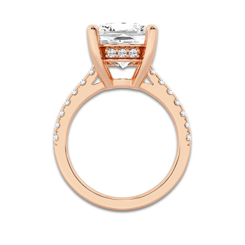 7.46 ctw Elongated Cushion Lab-Grown Diamond Hidden Halo Side Stone Engagement Ring in 18K Rose Gold for Women | Colorless D, VVS1 Clarity, IGI Certified 7.00 ct Center Diamond