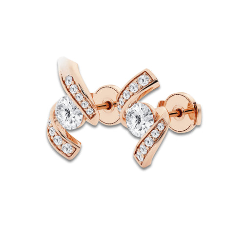 1 1/4 ctw Curve Wave Earrings 14K Rose Gold, DE, VS1