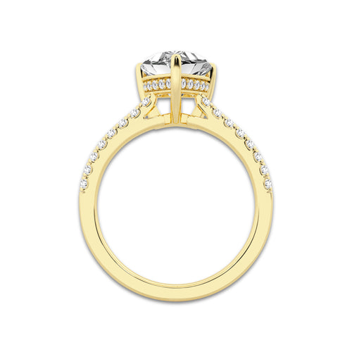 2.24 ctw Heart Lab-Grown Diamond Hidden Halo Side Stone Engagement Ring in 18K Yellow Gold for Women | Colorless E, VS1 Clarity, IGI Certified 2.00 ct Center Diamond