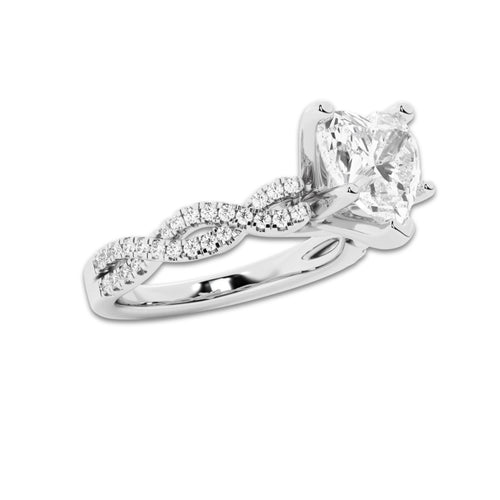 2.25 ctw Heart Lab-Grown Diamond Twisted Shank Engagement Ring in Platinum for Women | D Color, VVS1 Clarity, IGI Certified 2.00 ct Center Diamond