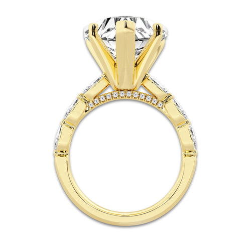 6.48 ctw Heart Lab-Grown Diamond Marquise Side Stone Engagement Ring in 14K Yellow Gold for Women | Colorless E, VS1 Clarity, IGI Certified 6.00 ct Center Diamond