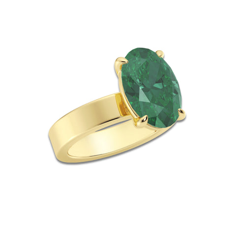 Heather 4 ctw Oval Cut Emerald Lab Grown Diamond Solitaire Engagement Ring 14K Yellow Gold | 4 ct Center