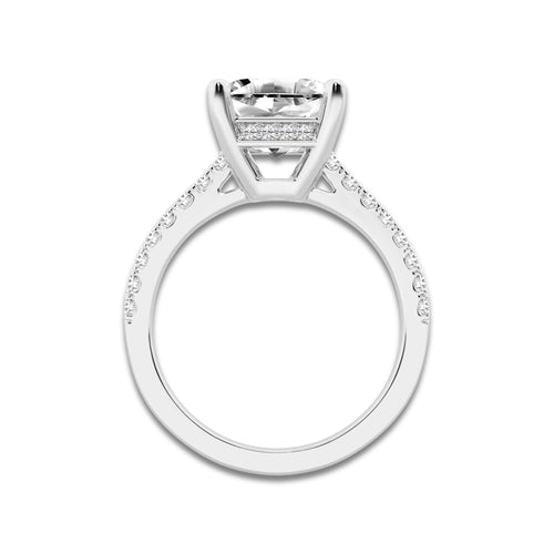 3.28 ctw Asscher Lab-Grown Diamond Hidden Halo Side Stone Engagement Ring in Platinum for Women | Colorless D, VVS1 Clarity, IGI Certified 3.00 ct Center Diamond