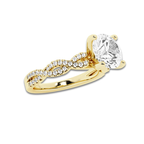 2.25 ctw Round Lab-Grown Diamond Twisted Shank Engagement Ring in 14K Yellow Gold for Women | D Color, VVS1 Clarity, IGI Certified 2.00 ct Center Diamond