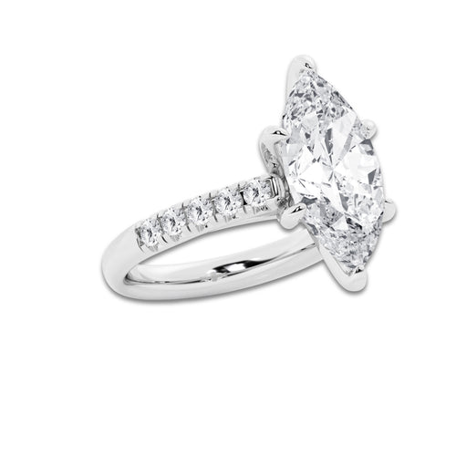 5.43 ctw Marquise Lab-Grown Diamond Pave Engagement Ring in 14K White Gold for Women | D Color, VVS1 Clarity, IGI Certified 5.00 ct Center Diamond