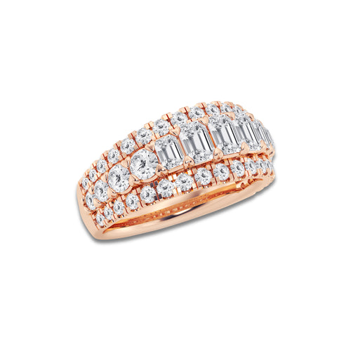 Vibe 2 1/2 ctw Emerald and Round Lab Grown Diamond Band 14K Rose Gold, DE, VS1