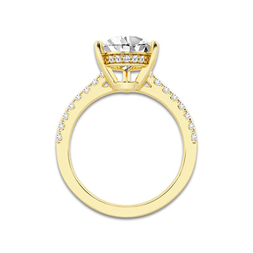 2.76 ctw Pear Lab-Grown Diamond Hidden Halo Side Stone Engagement Ring in 18K Yellow Gold for Women | Colorless E, VS1 Clarity, IGI Certified 2.50 ct Center Diamond