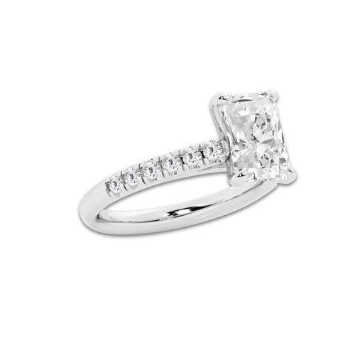 2.90 ctw Radiant Lab-Grown Diamond Pave Engagement Ring in Platinum for Women | E Color, VS1 Clarity, IGI Certified 2.50 ct Center Diamond