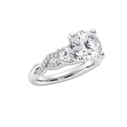 3.60 ctw Round Lab-Grown Diamond Side Stone Engagement Ring in 14K White Gold for Women | Colorless E, VS1 Clarity, IGI Certified 3.00 ct Center Diamond