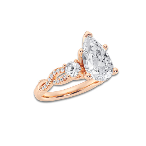 6.61 ctw Pear Lab-Grown Diamond Side Stone Engagement Ring in 14K Rose Gold for Women | Colorless E, VS1 Clarity, IGI Certified 6.00 ct Center Diamond