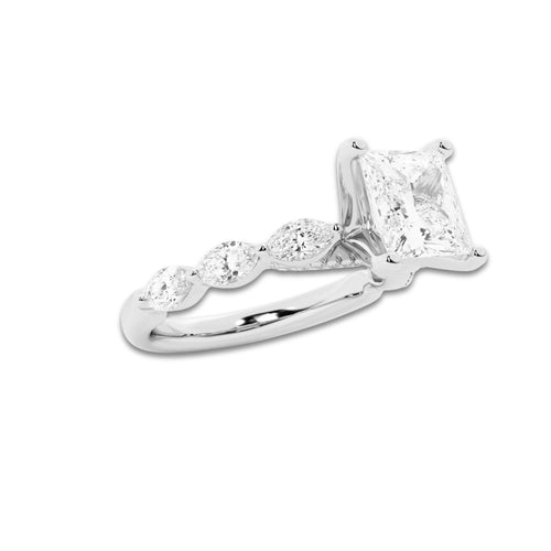 7.48 ctw Princess Lab-Grown Diamond Marquise Side Stone Engagement Ring in Platinum for Women | Colorless D, VVS1 Clarity, IGI Certified 7.00 ct Center Diamond