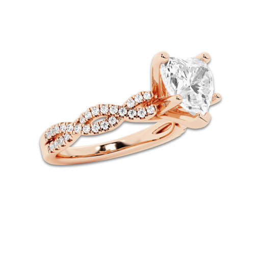 3.23 ctw Heart Lab-Grown Diamond Twisted Shank Engagement Ring in 14K Rose Gold for Women | D Color, VVS1 Clarity, IGI Certified 3.00 ct Center Diamond