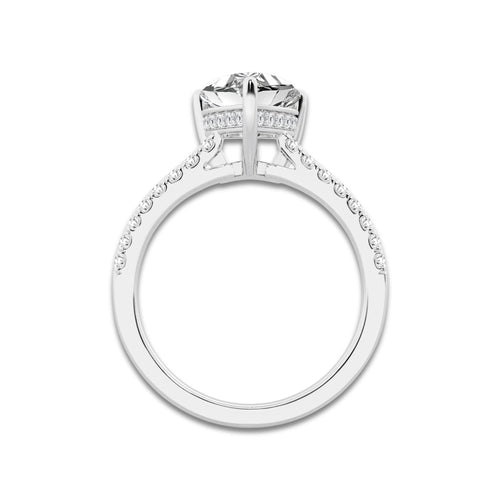 2.24 ctw Heart Lab-Grown Diamond Hidden Halo Side Stone Engagement Ring in Platinum for Women | Colorless E, VS1 Clarity, IGI Certified 2.00 ct Center Diamond