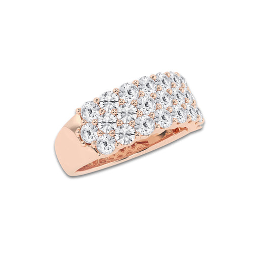 Hula 2 ctw Round Lab Grown Diamond Three Row Band 14K Rose Gold, DE, VS1