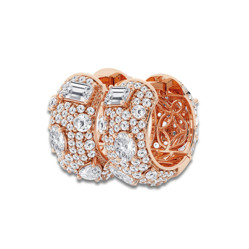 3 1/2 ctw Multi-Shape Lab Grown Diamond Pave Scatter Hoop Earrings 14K Rose Gold, DE, VS1
