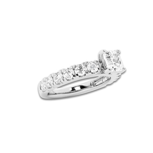 2.00 ctw Asscher Lab-Grown Diamond Split-Prong Set Side Stone Engagement Ring in Platinum for Women | Colorless D, VVS1 Clarity, IGI Certified 1.00 ct Center Diamond