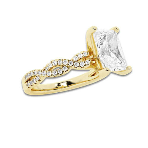 2.25 ctw Radiant Lab-Grown Diamond Twisted Shank Engagement Ring in 14K Yellow Gold for Women | D Color, VVS1 Clarity, IGI Certified 2.00 ct Center Diamond