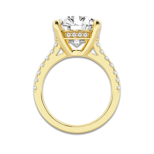 6.40 ctw Round Lab-Grown Diamond Hidden Halo Side Stone Engagement Ring in 18K Yellow Gold for Women | Colorless D, VVS1 Clarity, IGI Certified 6.00 ct Center Diamond