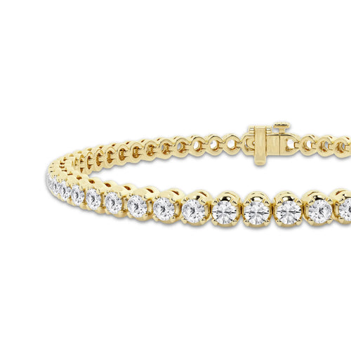 4 ctw Round Lab Grown Diamond Four-Prong Tennis Bracelet - 6 Inches 14K Yellow Gold, DE, VS1