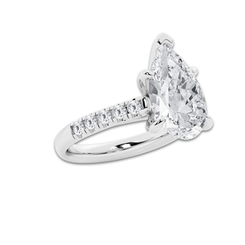 5.43 ctw Pear Lab-Grown Diamond Pave Engagement Ring in Platinum for Women | D Color, VVS1 Clarity, IGI Certified 5.00 ct Center Diamond